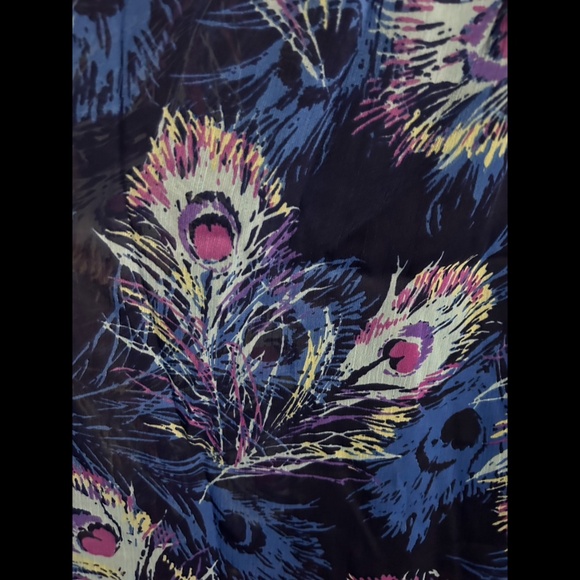 Three Eighty Two V-Neck Flowy Peacock Feather Print Mini Dress Size L - NWT - Picture 12 of 16